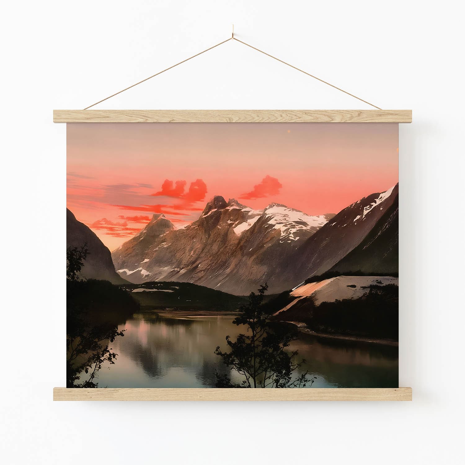 Red Mountain Sunset Art Print | Landscapes | Vintage Wall